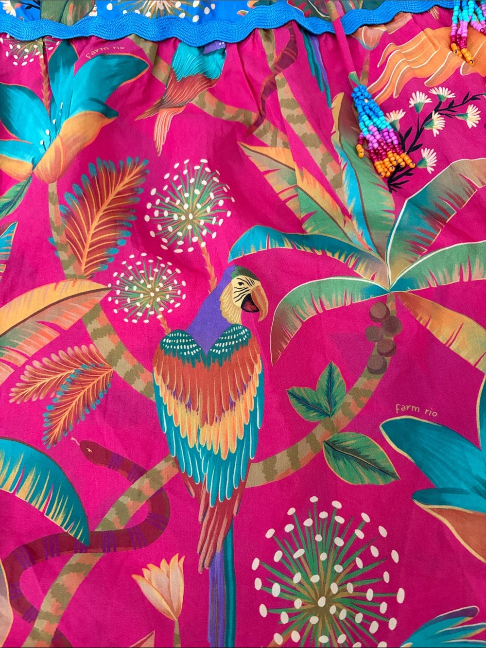 FARM Rio Vibrant Tropical Tiered Maxi Skirt - Fuchsia & Blue - Picture 6 of 6